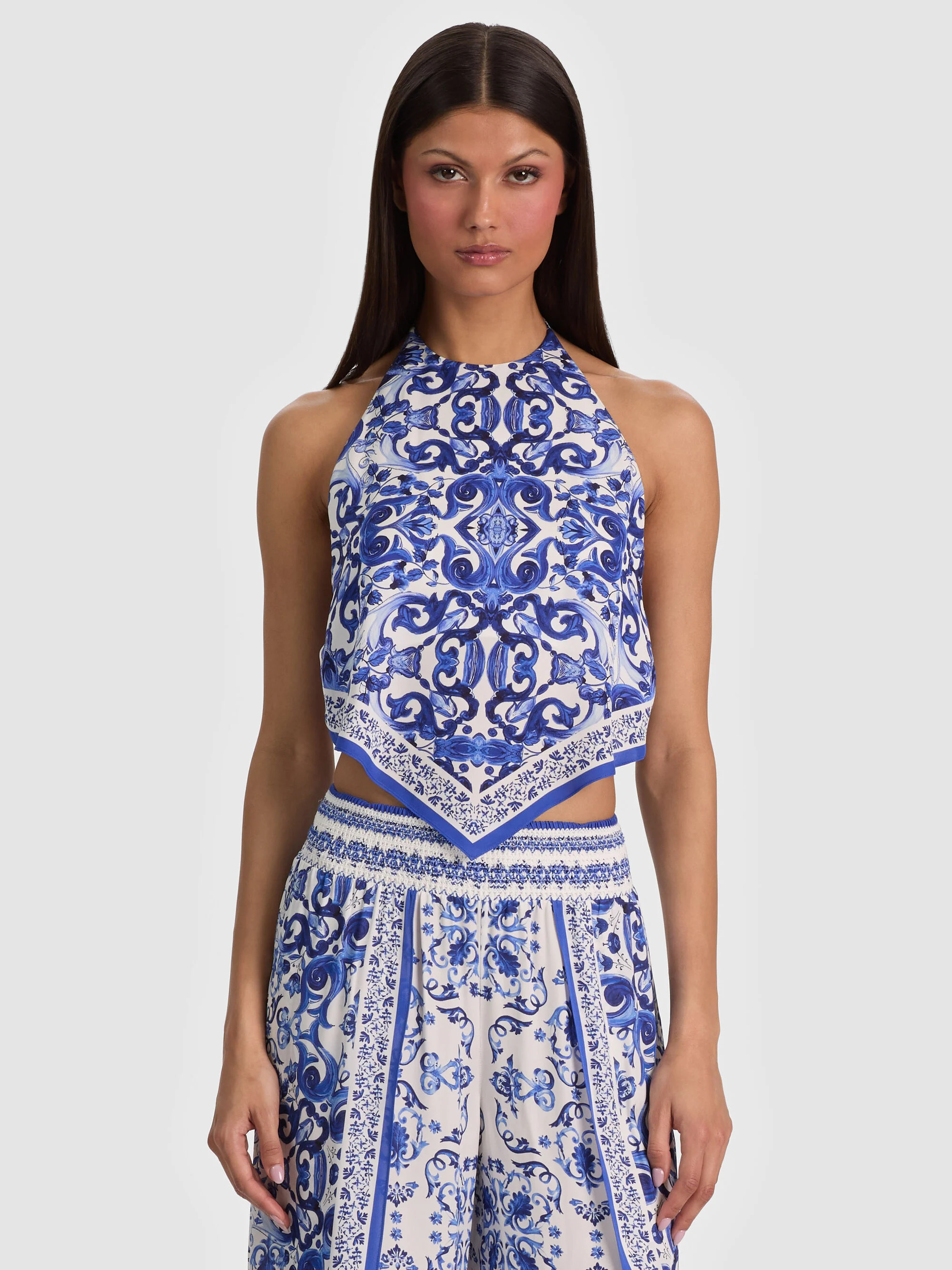 FRENCHIE HANDKERCHIEF HALTER TOP | Alice + Olivia