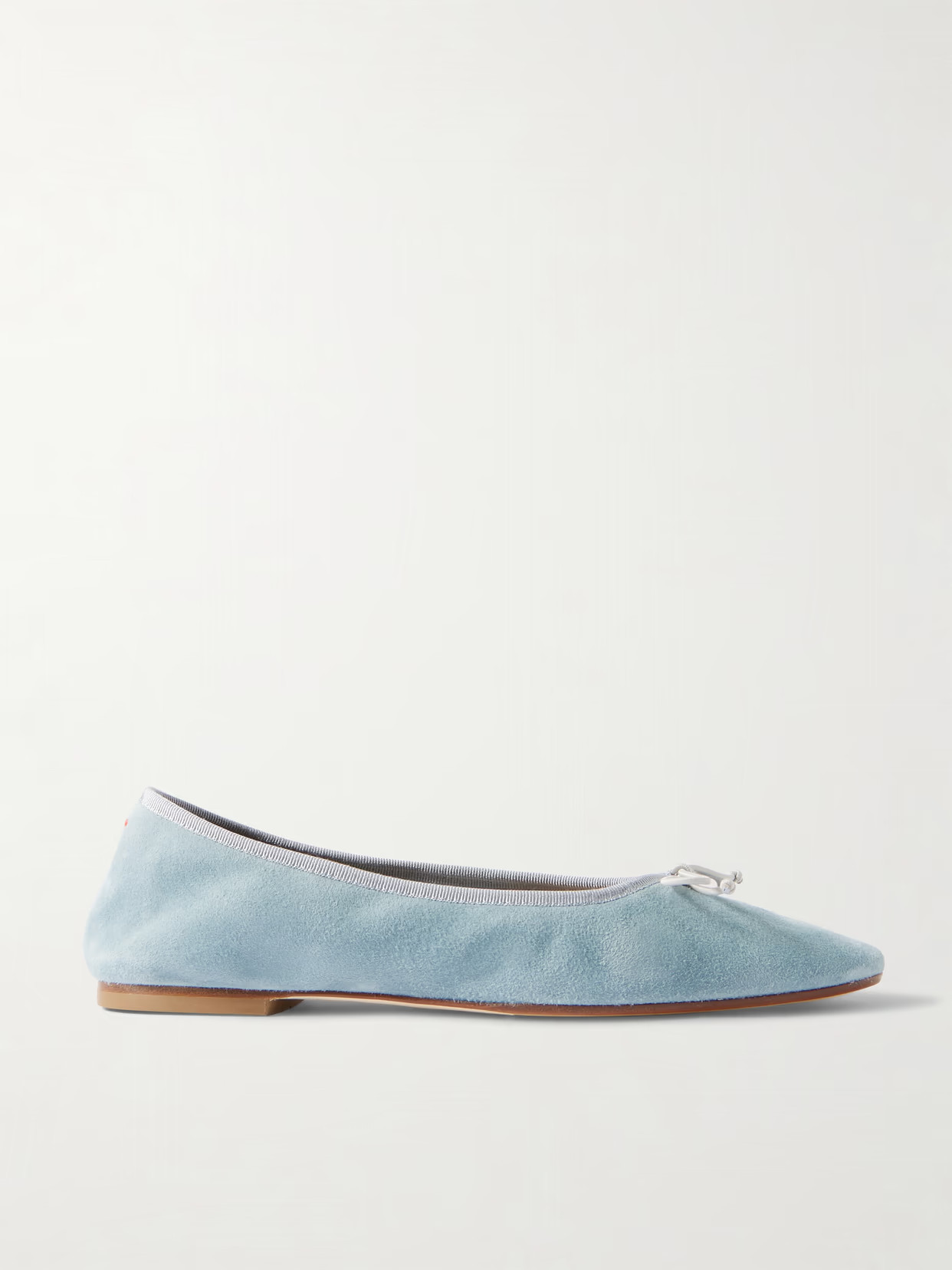 Aeyde - Tiby Bow-detailed Suede Ballet Flats - Light blue | NET-A-PORTER (UK & EU)