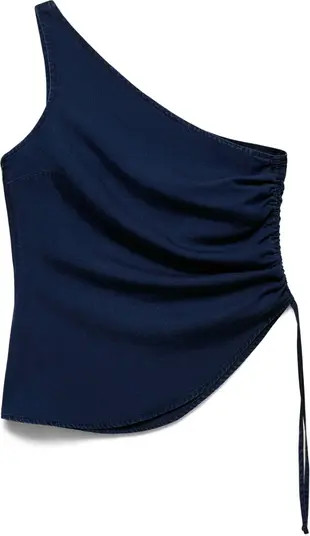 Gathered One-Shoulder Denim Top | Nordstrom