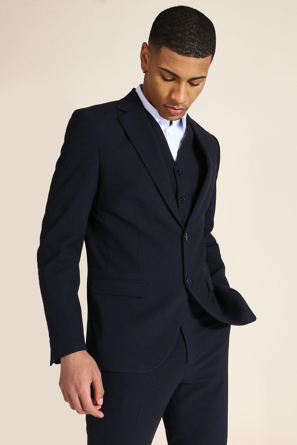 Slim Navy Single Breasted Jacket | boohooMAN (US & CA)