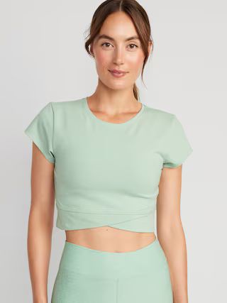 PowerChill Cropped Cross-Front T-Shirt for Women | Old Navy (US)