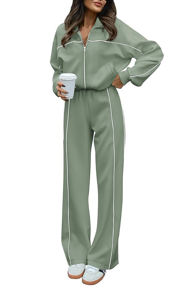 BTFBM Women's Two Piece Tracksuit Fall 2025 Long Sleeve Zip Up Sweatshirt Long Pants Outfits Jogg... | Amazon (US)