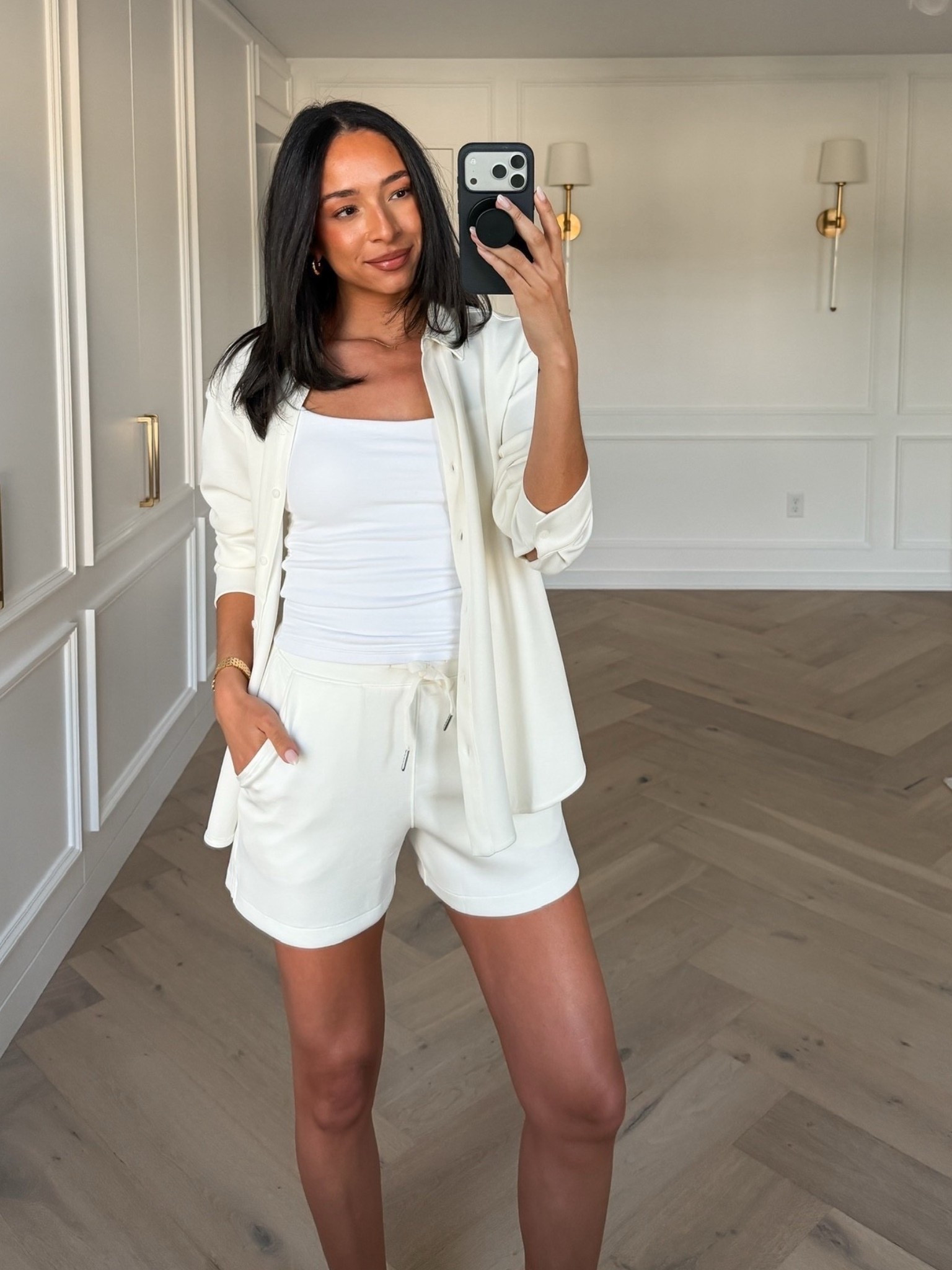 Use code NENAXSPANX for 15% OFF your first order! The most comfortable, lightweight and buttery soft material! Wearing size S button up and size S shorts 

work from home outfit, errands outfit, casual outfit, mom outfit, postpartum outfit, loungewear, matching set, summer outfit 

#LTKSeasonal #LTKmomlife