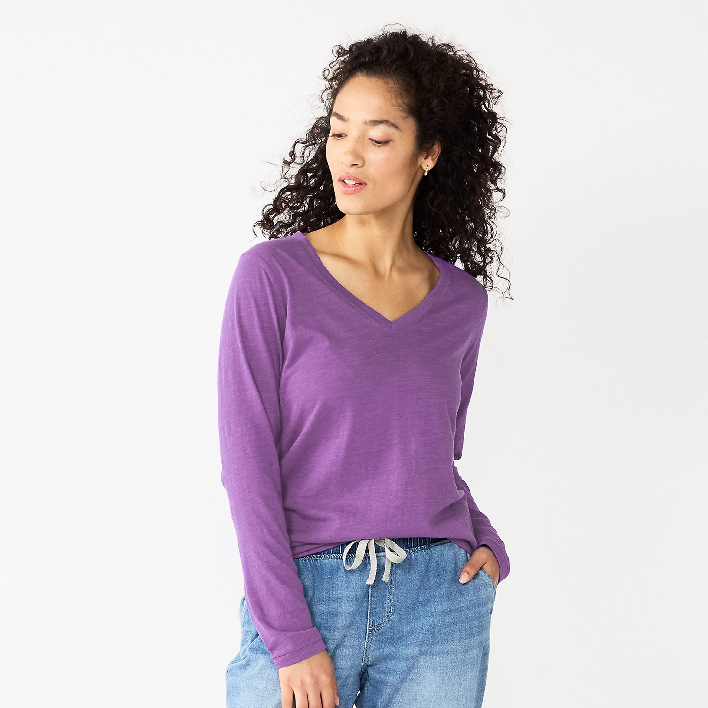 Women's Sonoma Goods For Life® Everyday V-Neck Long Sleeve Top | Kohl's