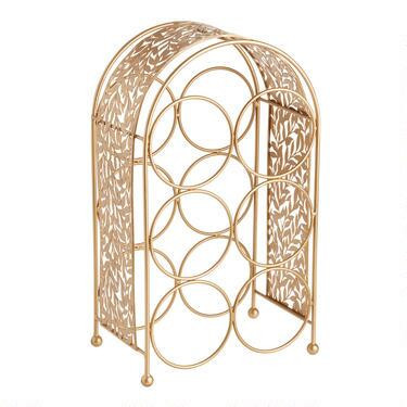 Gold Metal Botanical 6 Bottle Wine Rack | World Market