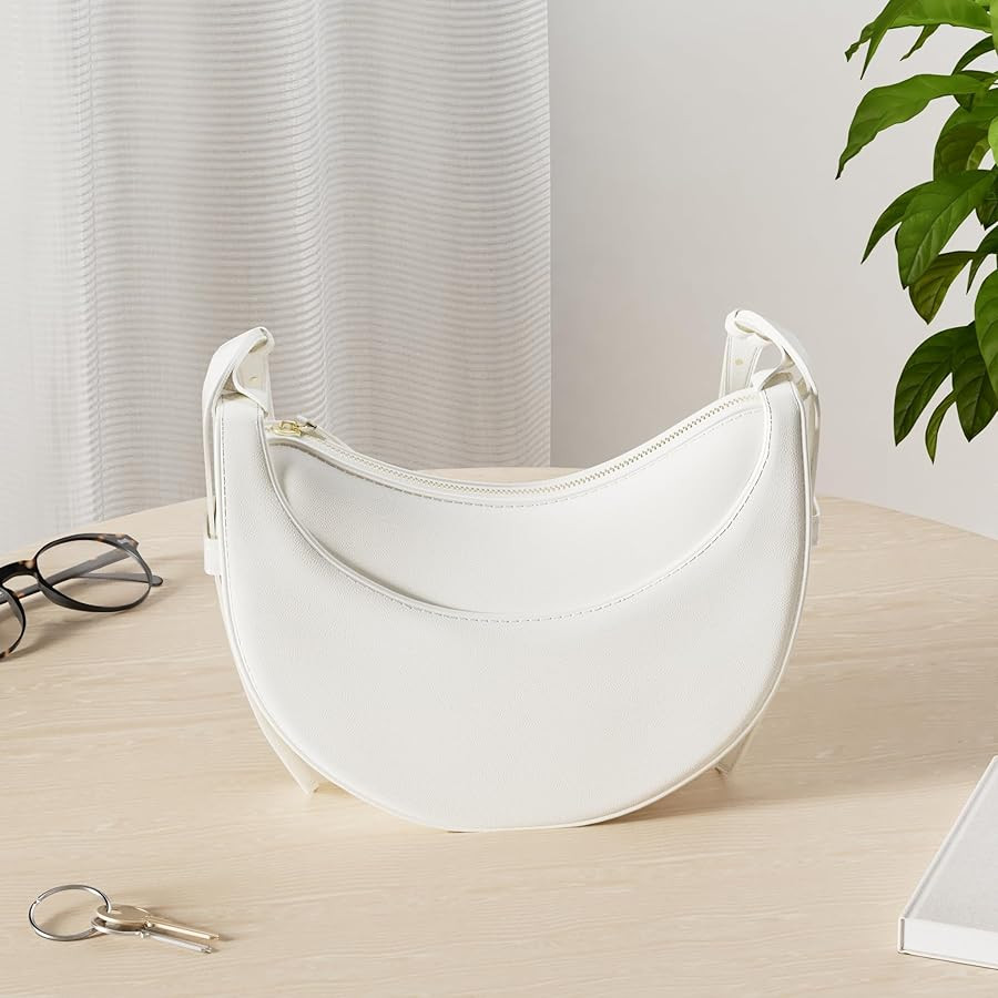 Faux Leather Saddle Bag for Women Shoulder Bag Crescent Purse Trendy Crossbody Purse Hobo Handbag | Amazon (US)