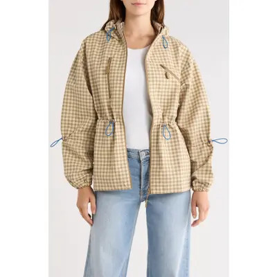 Damson Madder Matilda Gingham Hooded Raincoat in Brown at Nordstrom, Size 16 Us | Nordstrom