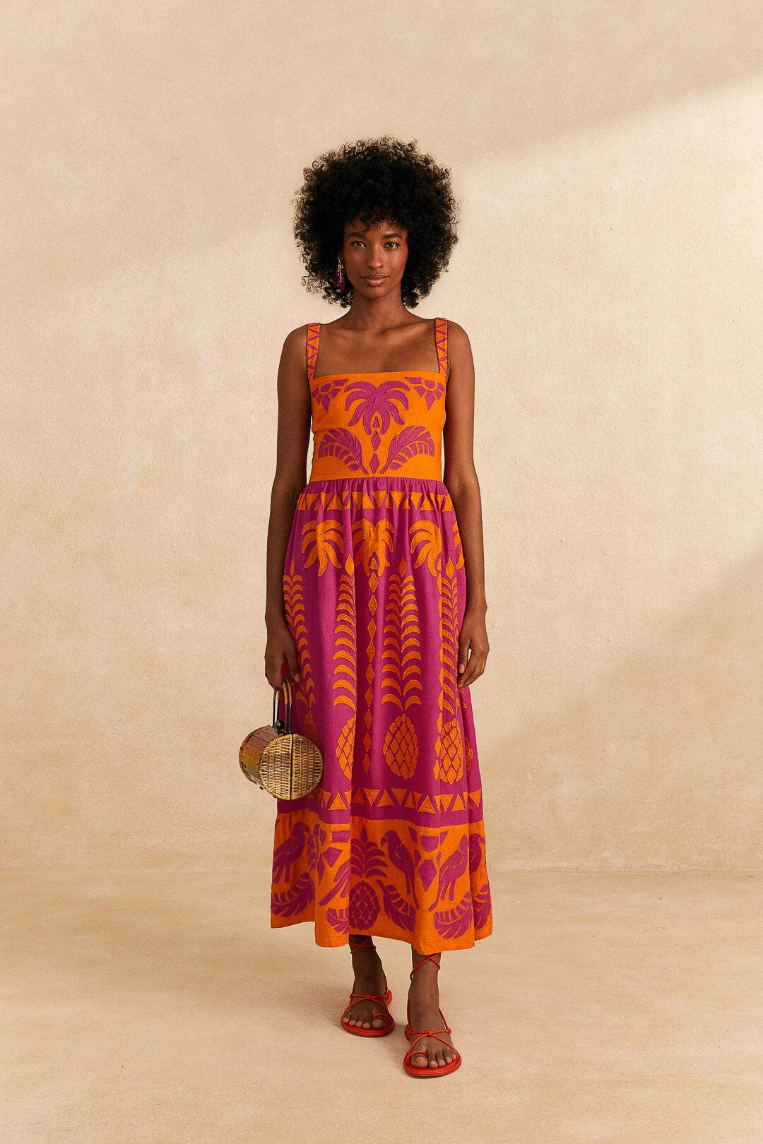 orange pineapple love cutwork dress | FarmRio (US)