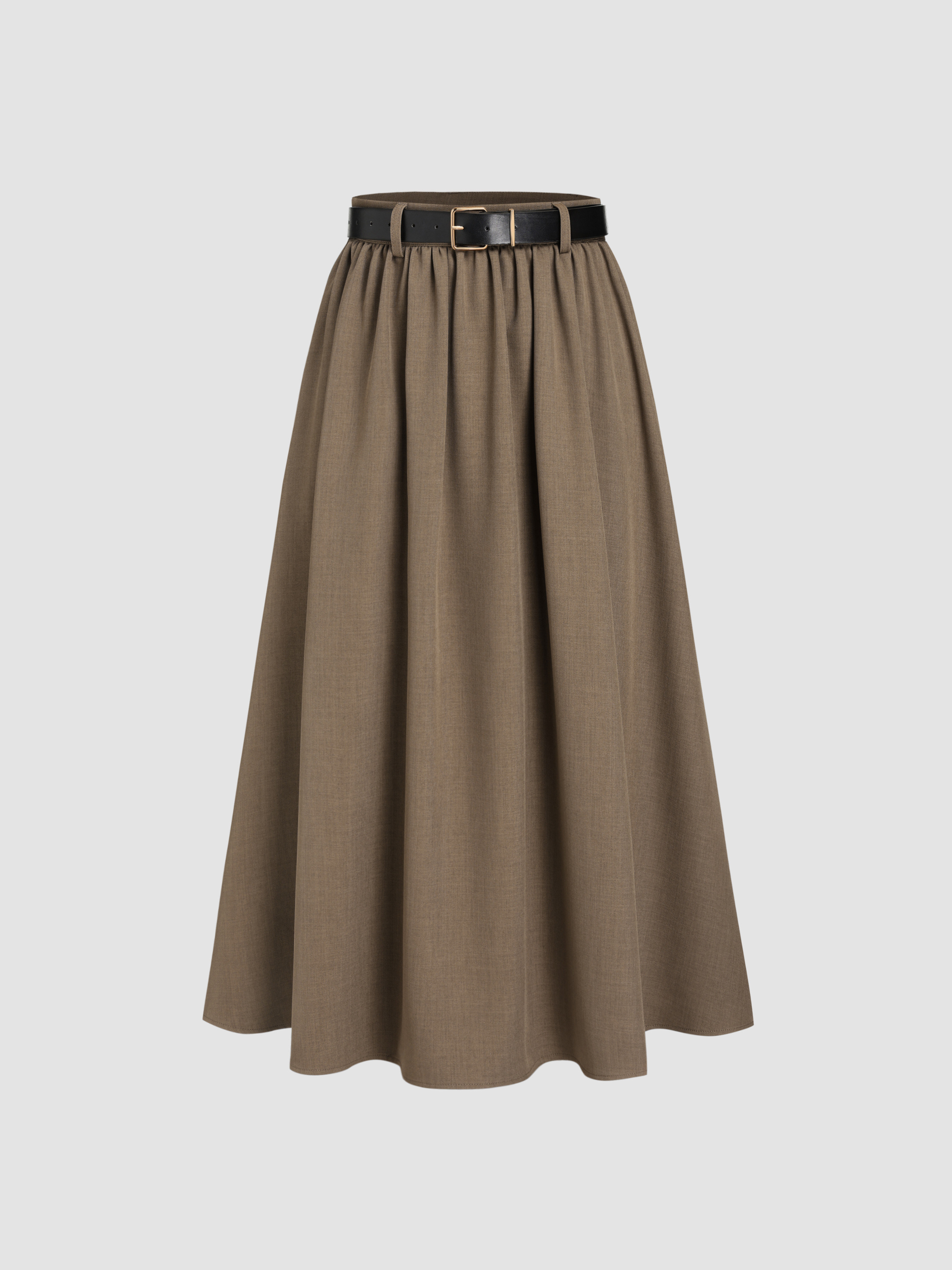 Long Skirts Countryside Core Woven High Waist Solid Belted Maxi Skirt For School Daily Casual Wor... | Cider