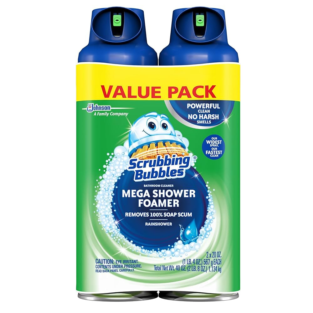 Scrubbing Bubbles Mega Bathroom and Shower Foamer Aerosol, Rainshower Scent, 20oz (Pack of 2) | Amazon (US)