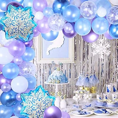 Snowflake Balloon Garland Arch kit 116 Pack Snow Balloons for Ice Princess 1st, 2nd and 3rd Birth... | Amazon (US)