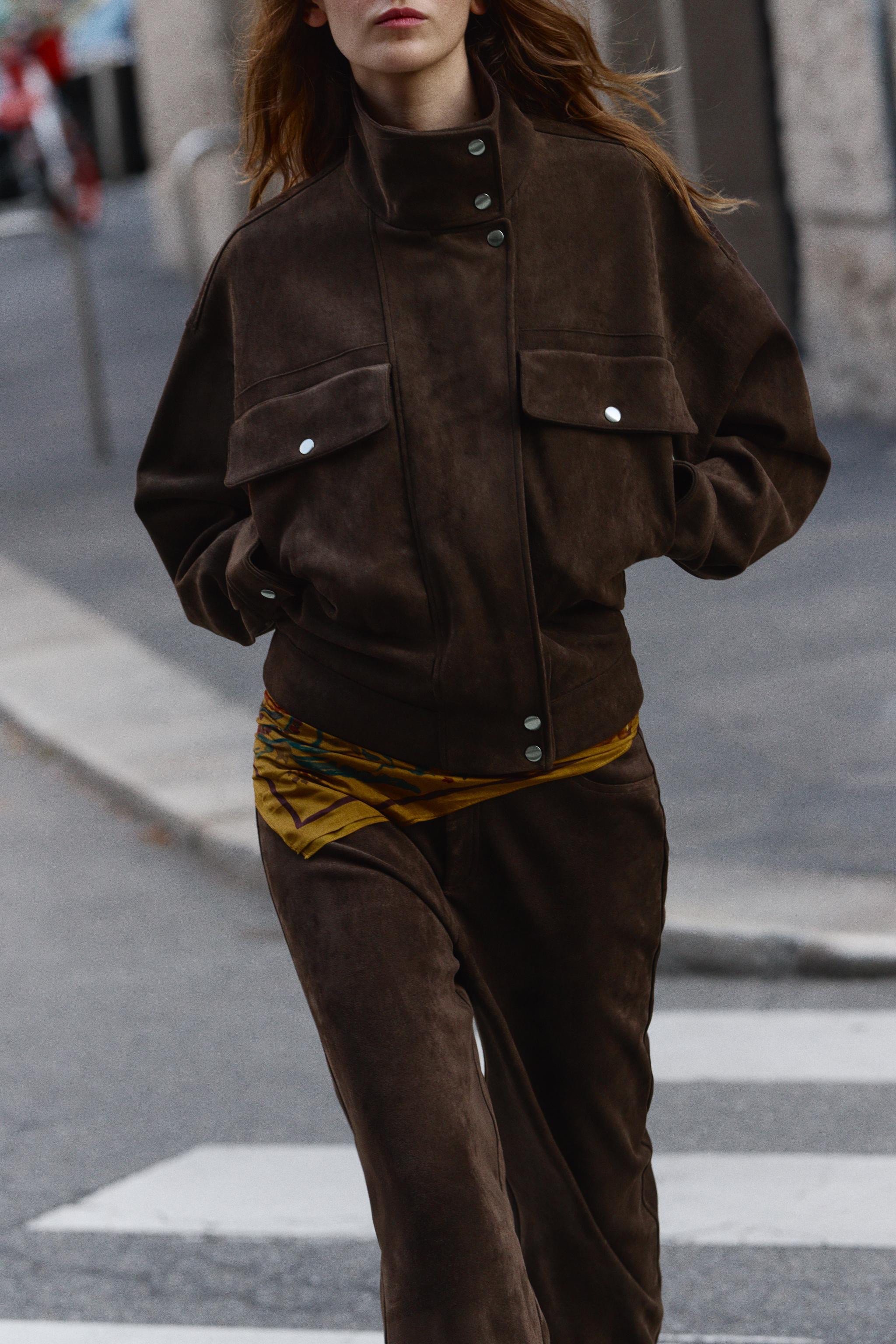 OVERSIZED FAUX SUEDE BOMBER JACKET | Zara US