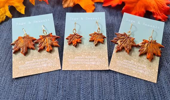 Maple Leaf Earrings ~ Autumn Fall  Jewellery Jewelry ~ Handmade ~ New England Leaves ~ Halloween | Etsy (UK)