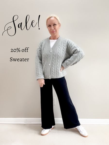 Cable knit cardigan is 20% off. Samba sneakers selling out FAST! Sweater outfit – neutral outfit – winter outfit – minimalist outfit – samba sneakers

#LTKover40 #LTKsalealert #LTKshoecrush