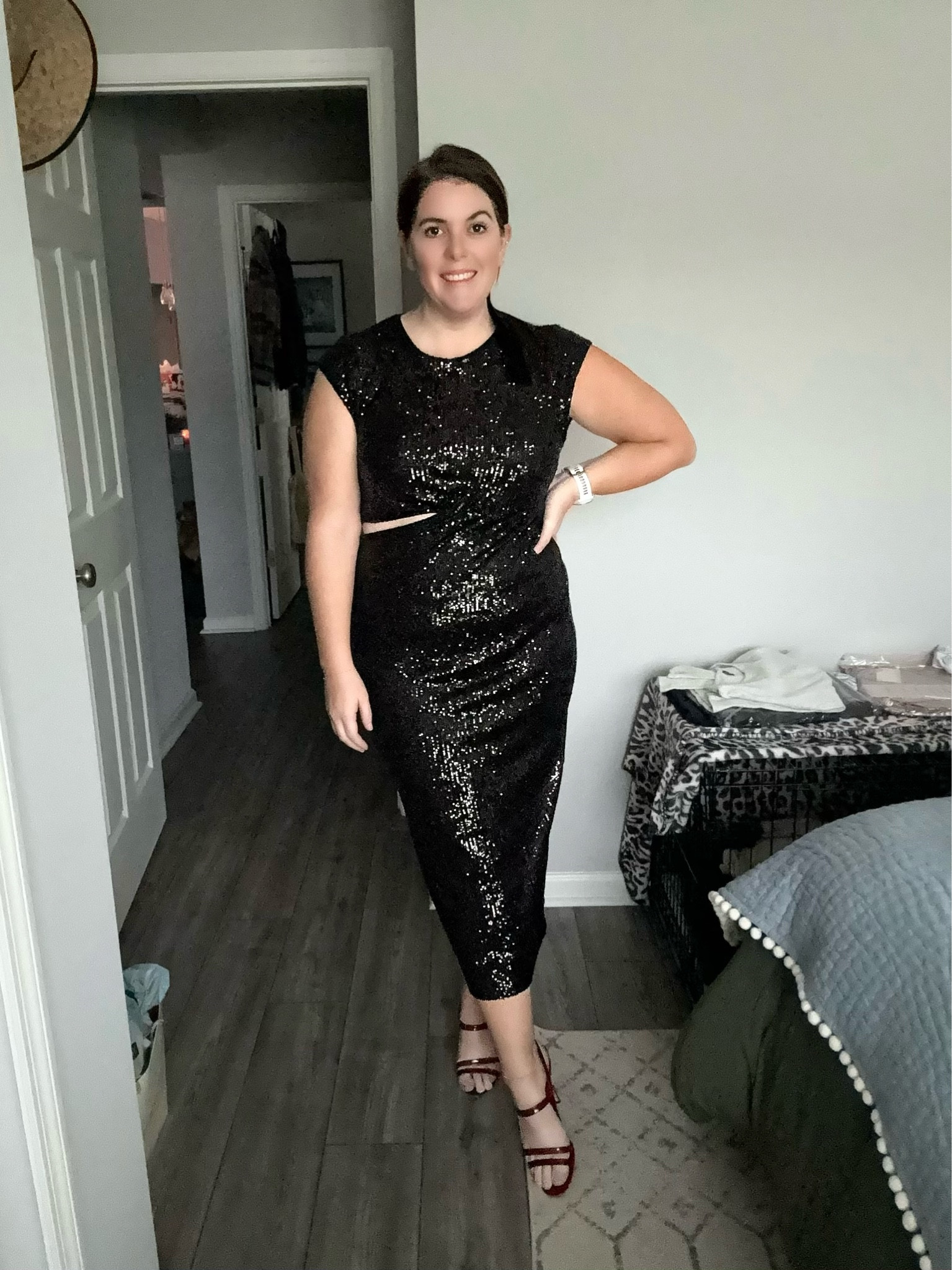 Another day, another sequin Amazon dress for you! This one is gorgeous! It has a cap sleeve, is midi length and has a little cutout on the right side! The dress runs TTS and comes in one additional color option!!

#LTKHoliday #LTKparties #LTKstyletip