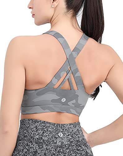 RUNNING GIRL Sports Bras for Women High Support,Running Sports Bra for Women Racerback Workout Yoga Bras(2353_Camouflage Grey_L) | Amazon (US)