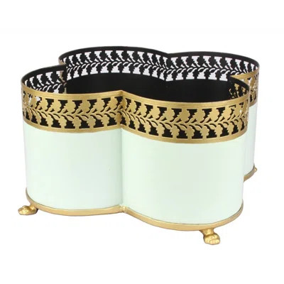 BLACK/GOLD LEAF BORDER QUATREFOIL PLANTER | Wayfair North America