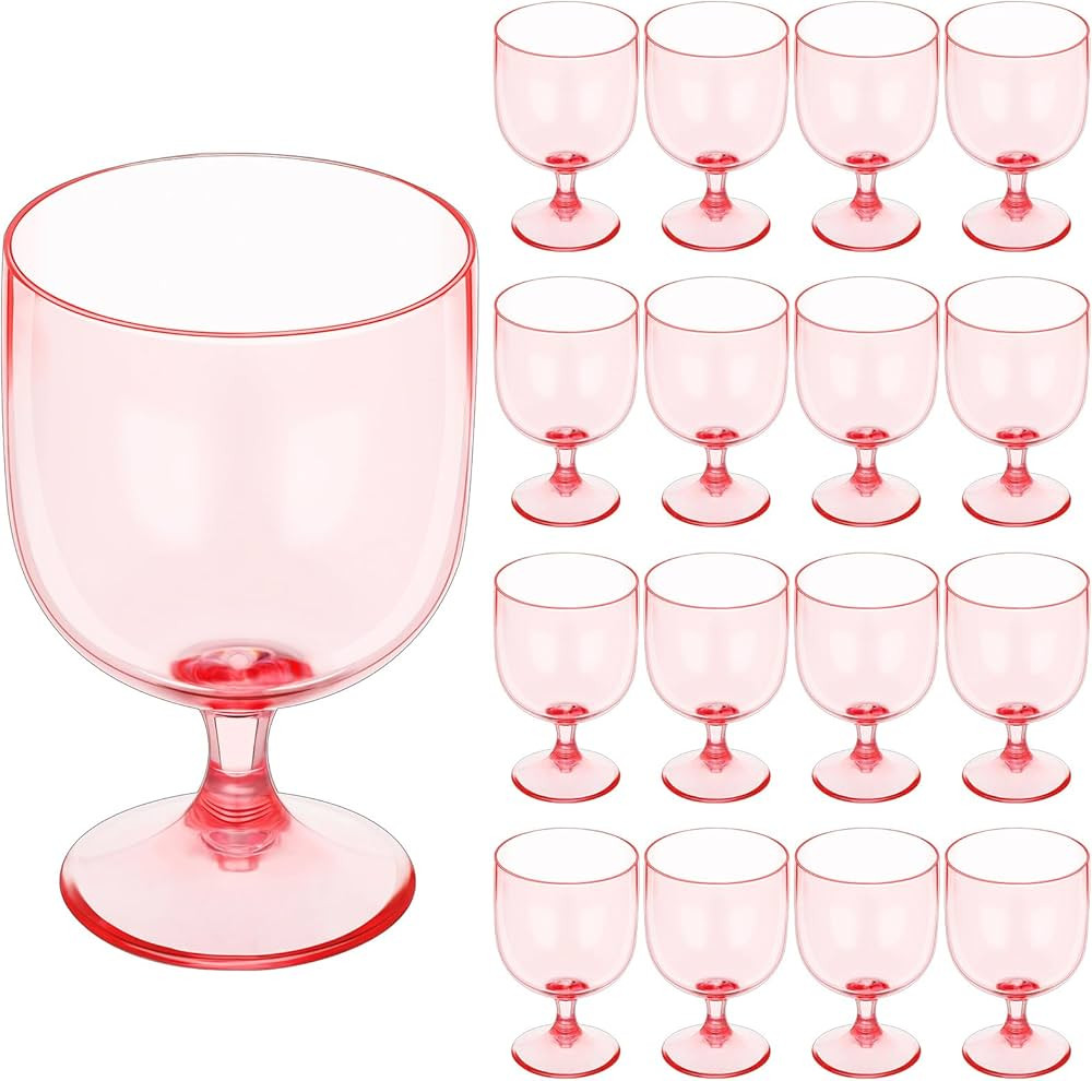Bokon 16 Pack Plastic Wine Glasses 7.5 oz Wine Glass with Stem Reusable Unbreakable Cups Champagn... | Amazon (US)