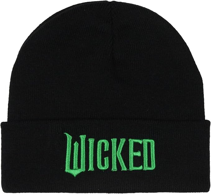 Wicked Embroidered Raised 3D Movie Logo Adult Novelty Knit Cuff Pom Pom Beanie Winter Hat Cold We... | Amazon (US)