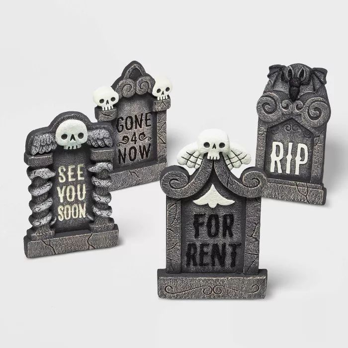 17" 4pk Foam Gray/White Tombstone Decorative Halloween Prop - Hyde & EEK! Boutique™ | Target