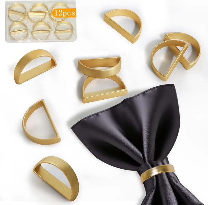 Stainless Steel Napkin Rings Metal Napkin Ring Holders, Yimerlen Holder Serviette Buckles for Fam... | Amazon (US)