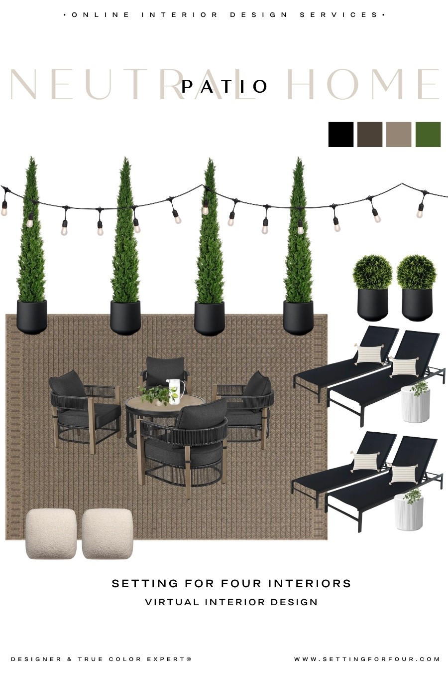 Neutral patio, modern decor and patio furniture, neutral aesthetic, earthy, Walmart home, Amazon home, Pottery Barn style, outdoor cedar trees, planters, outdoor rug, swivel chairs, fire pit, outdoor rug, bar cart, chat set, string lights, lanterns, black, beige, sale

#LTKsummer #LTKhome #LTKsale
