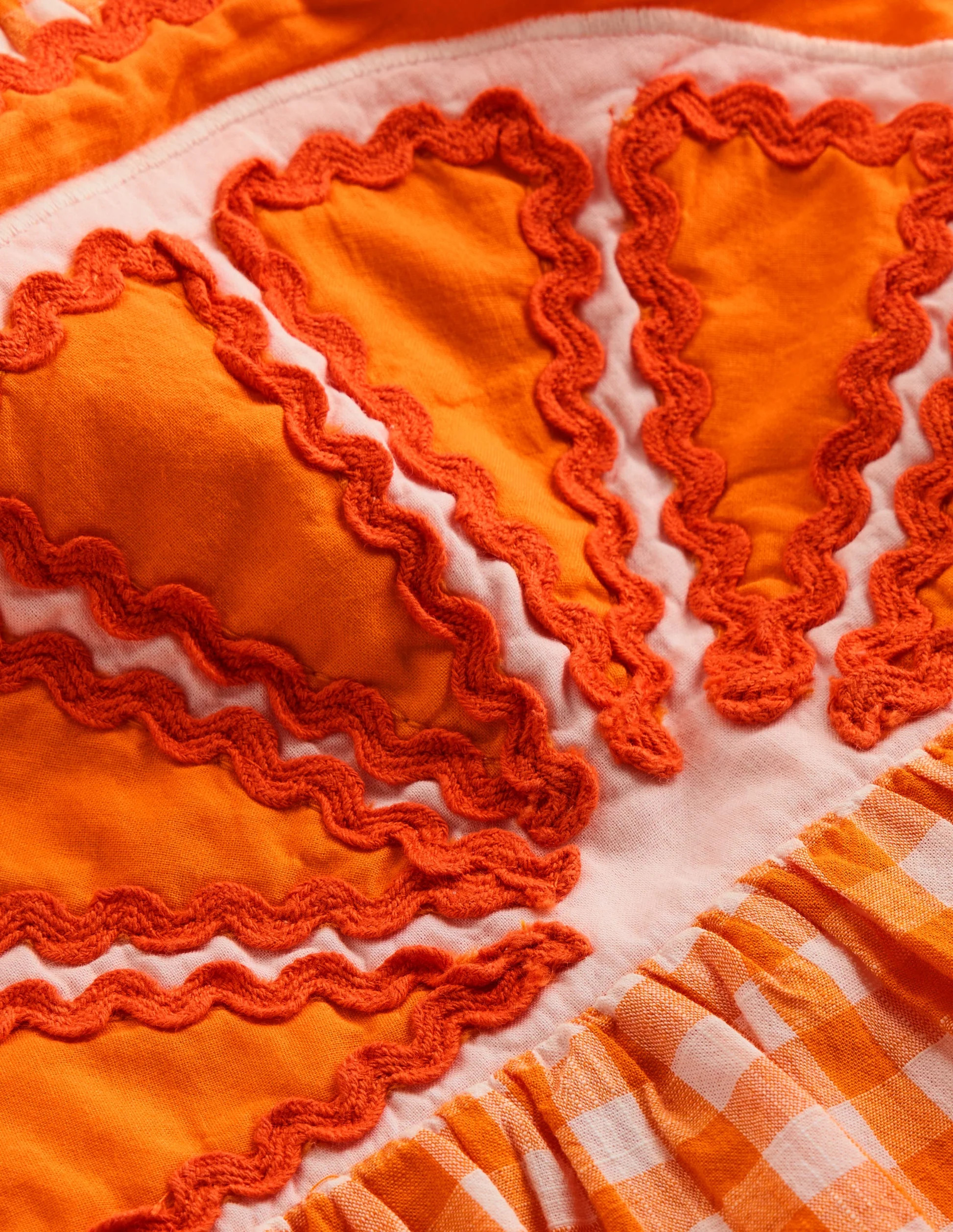 Novelty Strappy Top-Orange and Ivory Gingham | Boden UK