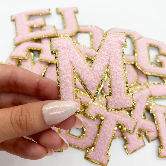 ADHESIVE 2 Light Pink Varsity Glitter Letter Chenille | Etsy | Etsy (US)
