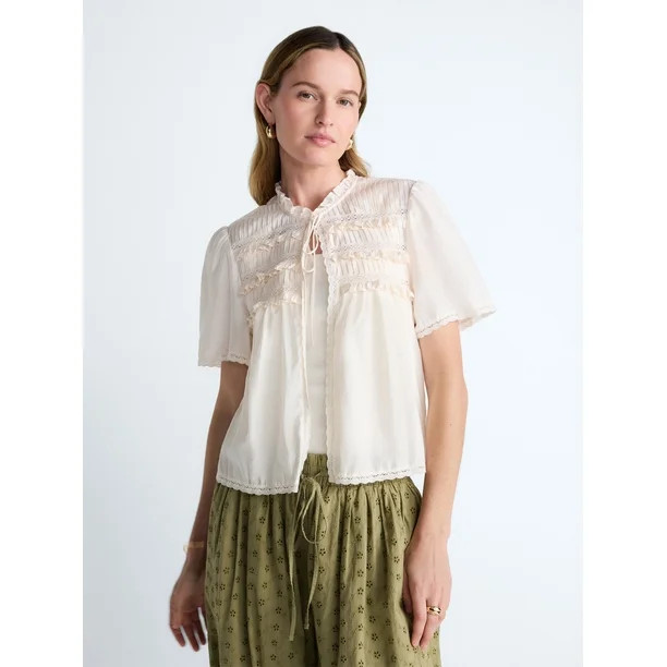 Scoop Women’s Crochet Lace Top, Sizes XS-4X | Walmart (US)