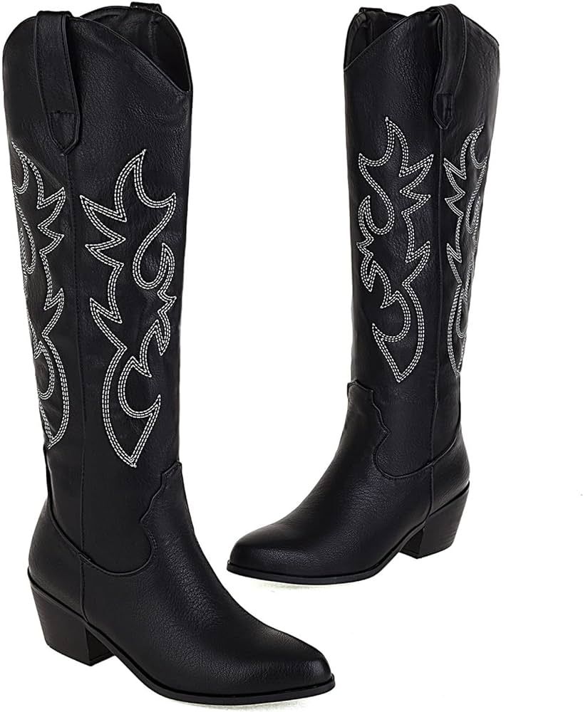 MeiLuSi Knee High Cowboy Boots Women's Cowgirl Boots for Women Embroidered Fashion Pull on Tall W... | Amazon (US)