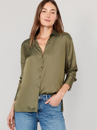Satin Boyfriend Shirt for Women | Old Navy (US)