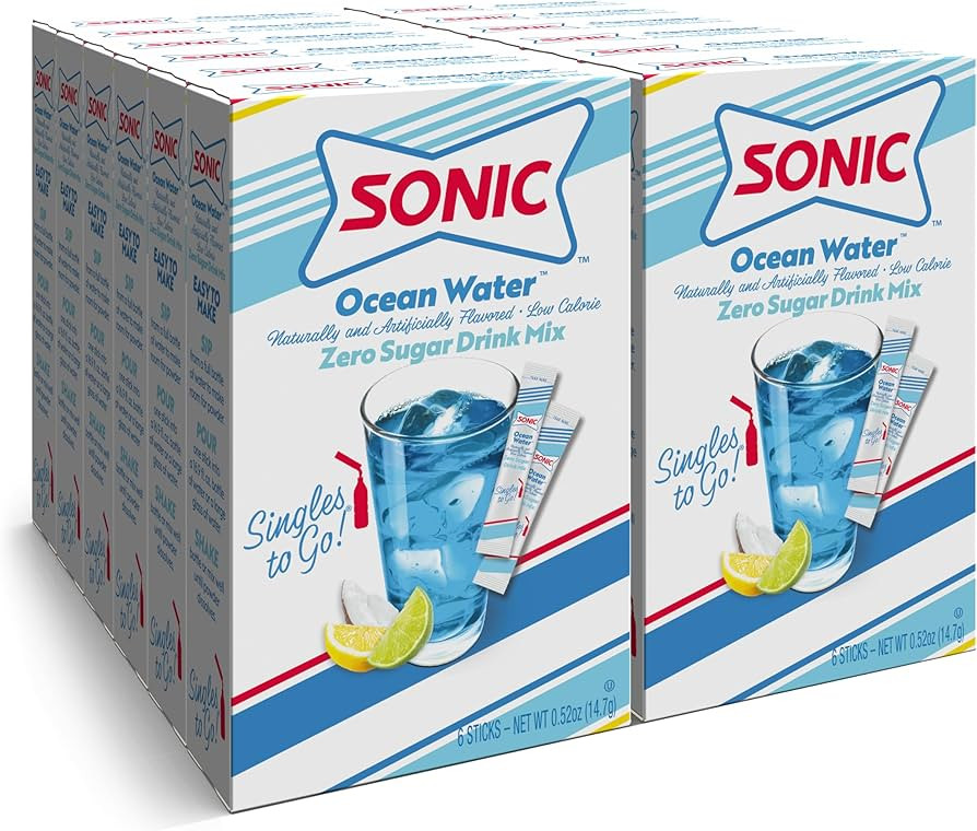 Sonic Singles To Go Powdered Drink Mix, Ocean Water, 6 Sticks Per Box, 12 Boxes (72 Sticks Total) | Amazon (US)
