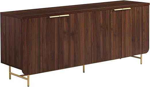 Walker Edison Lowen Contemporary Fluted-Door Sideboard, 69 Inch, Gold/Dark Walnut | Amazon (US)
