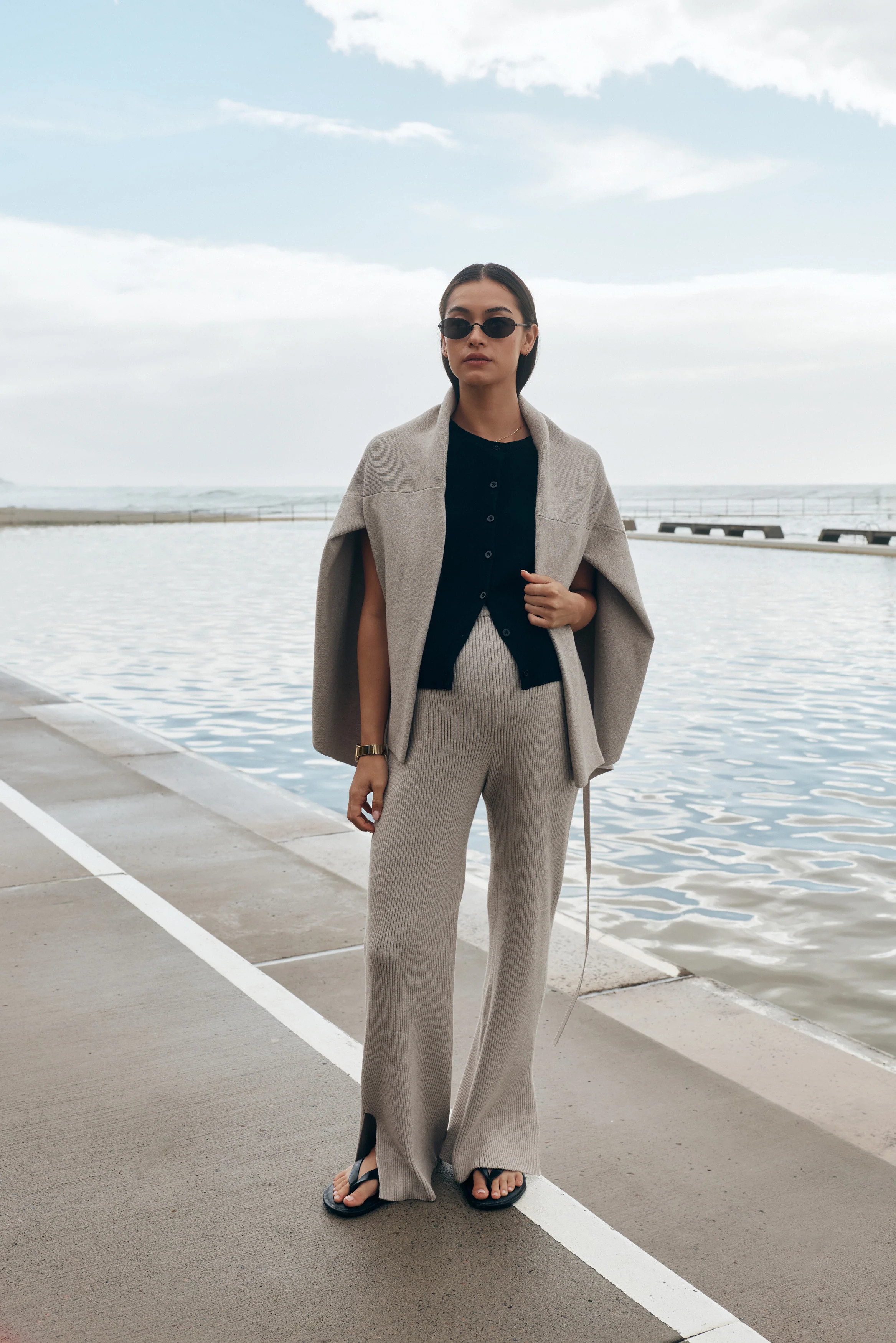 Wrap Tie Knit (Taupe Marle) | Legoe Heritage Maternity APAC