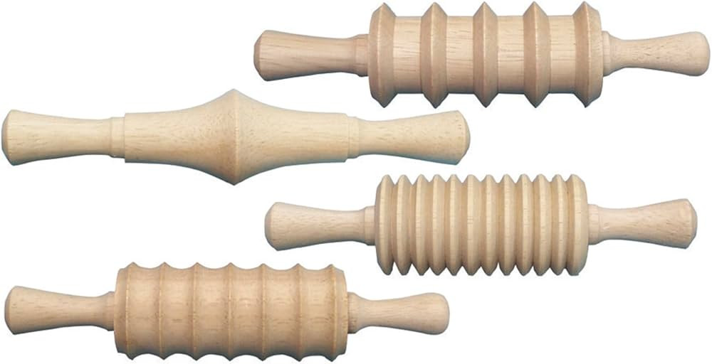 Creativity Street Clay and Dough Pattern Rolling Pin Set, 6 Inches, Wood, Set of 4 | Amazon (US)