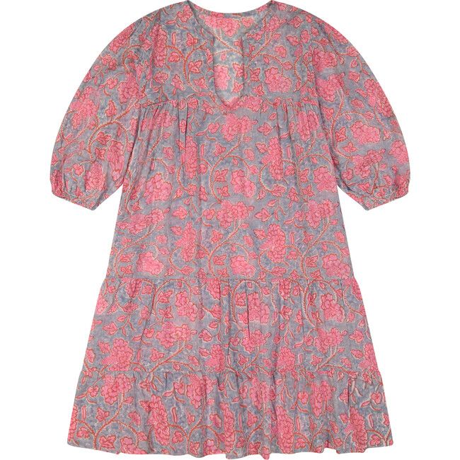 Women's  Veronique Dress, Bagru Pink Block | Maisonette