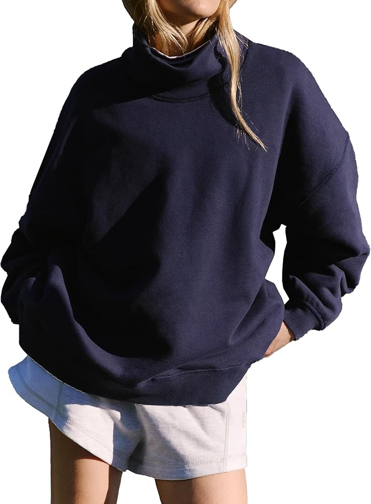 Women’s Oversized Sweatshirts Mockneck Sweatshirt Turtleneck Tops Loose Drop Shoulder Long Slee... | Amazon (US)