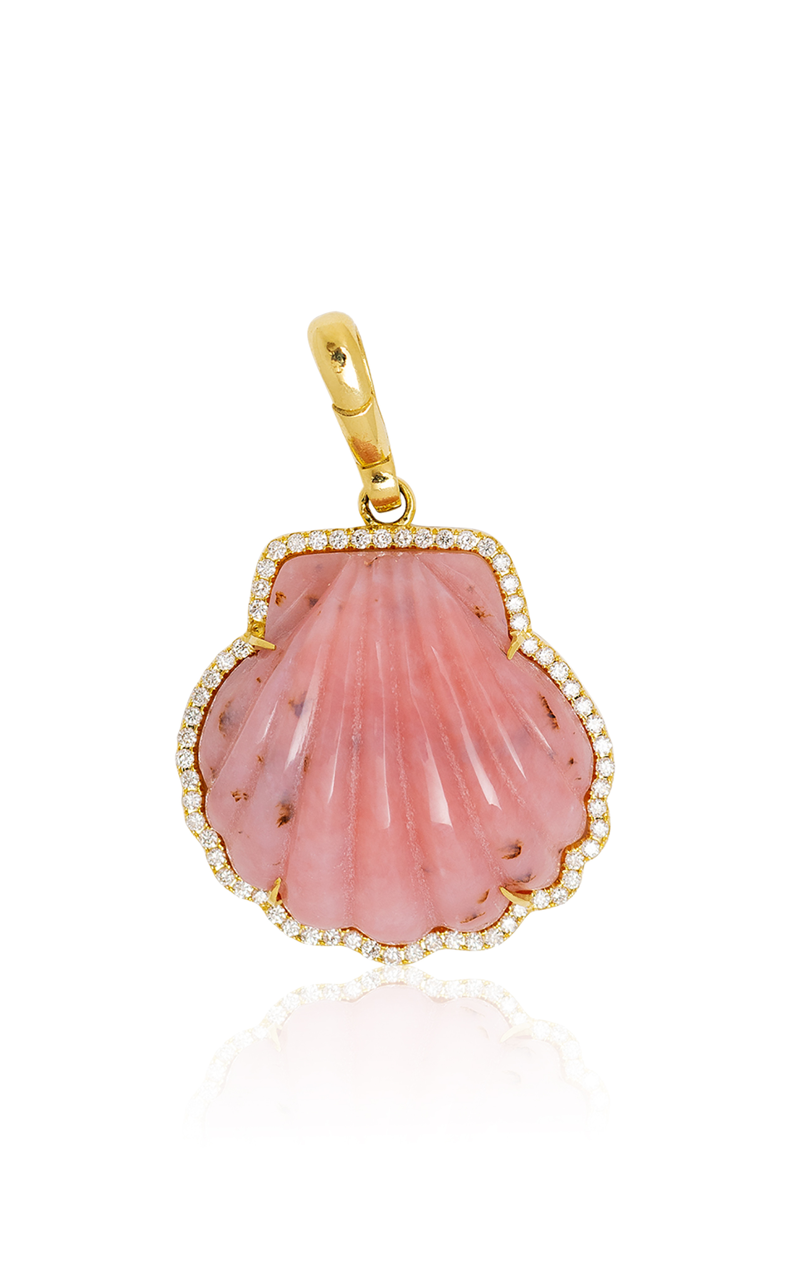 18K Yellow Gold Diamond And Rhodochrosite Frame Charm | Moda Operandi (Global)
