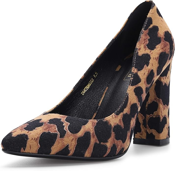 IDIFU Women's IN4 Chunky-HI Block High Heels Closed Pointed Toe Pumps Dress Office Shoes for Wome... | Amazon (US)