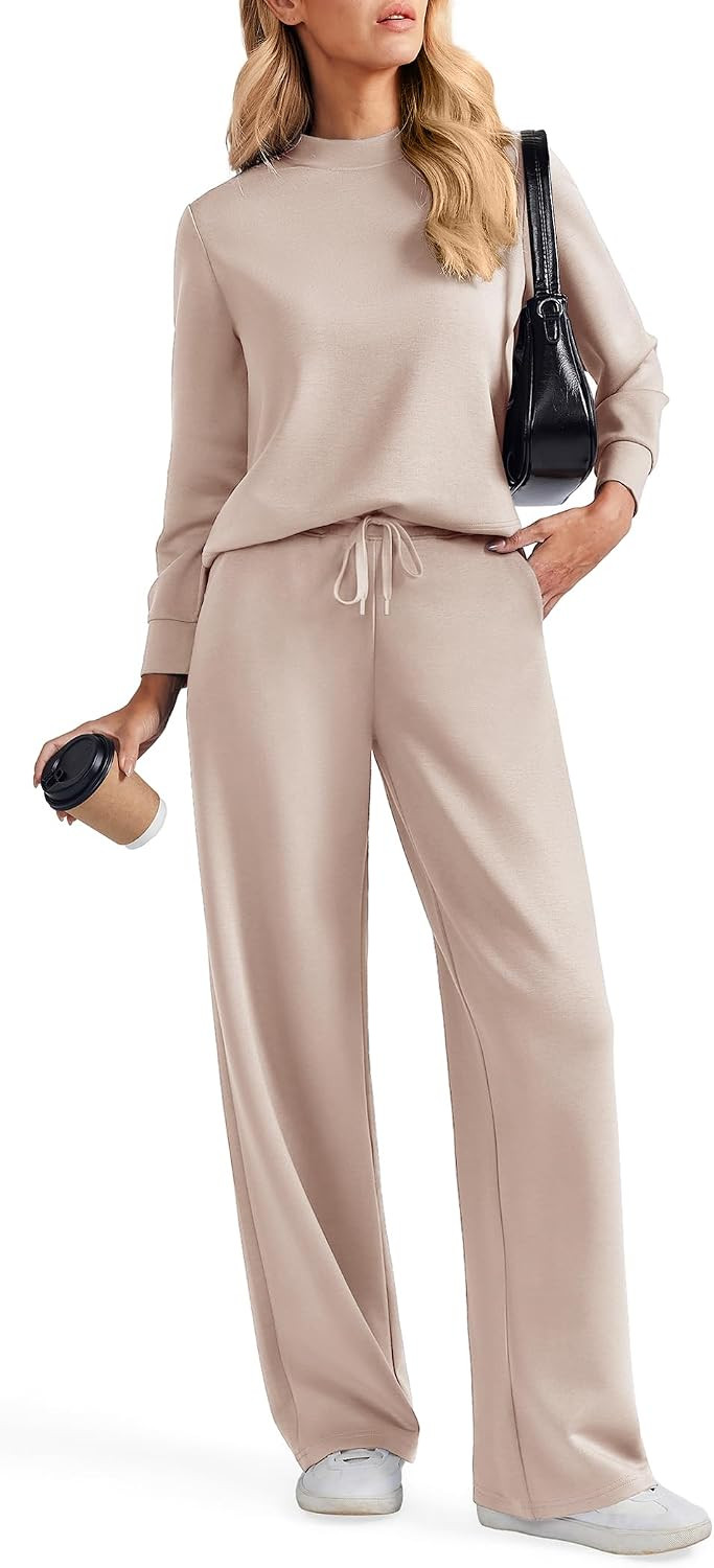 PINSPARK 2 Piece Sets for Women Wide Leg Pants Mock Neck Sweatsuits 2026 | Amazon (US)