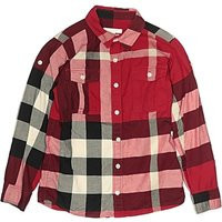 Burberry Long Sleeve Button Down Shirt: Burgundy Plaid Pattern Tops - Size 10 | ThredUp (US)