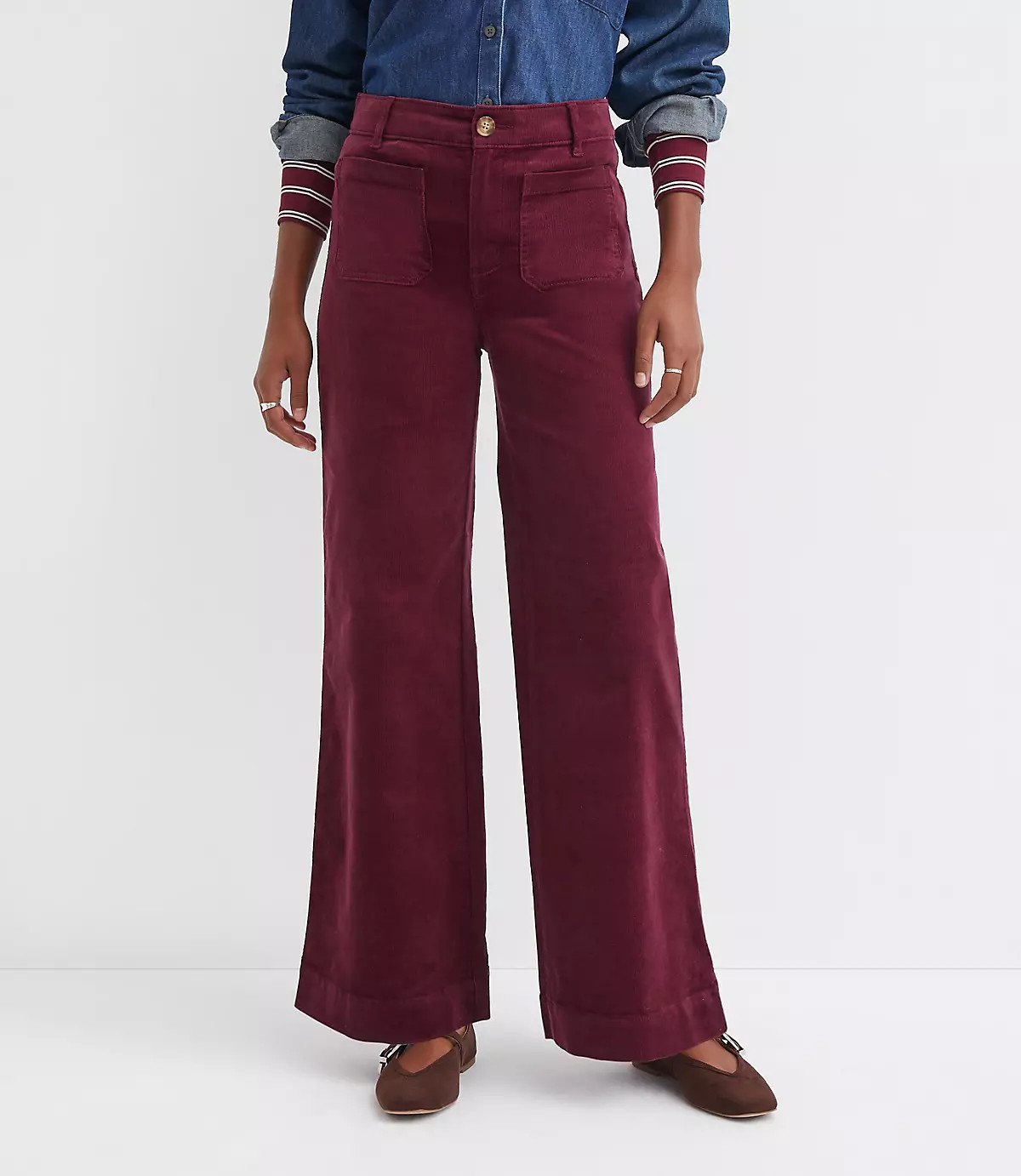 Palmer Wide Leg Pants in Brushed Corduroy | LOFT