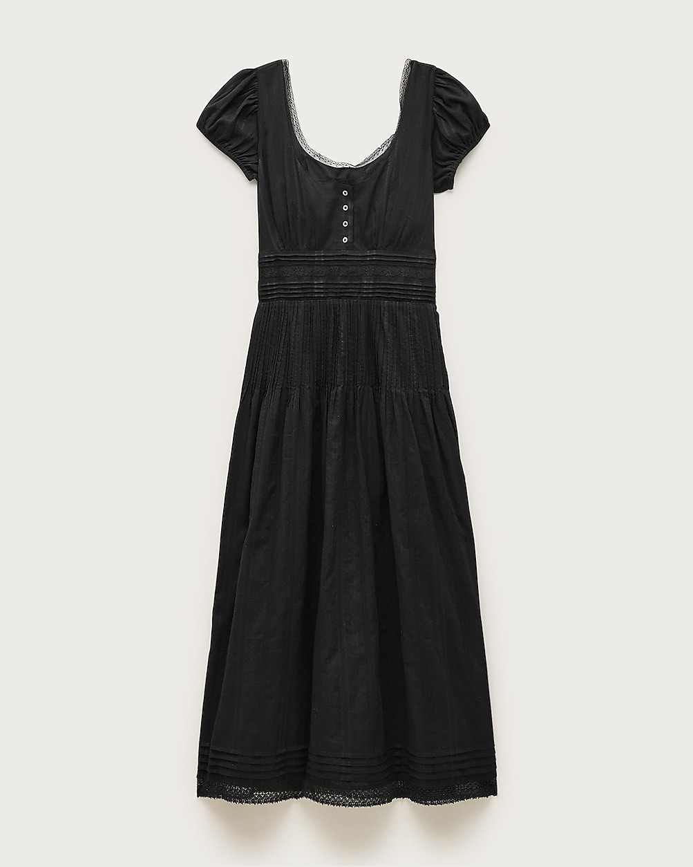 Lace-trim pintuck midi dress in cotton dobby | J. Crew US