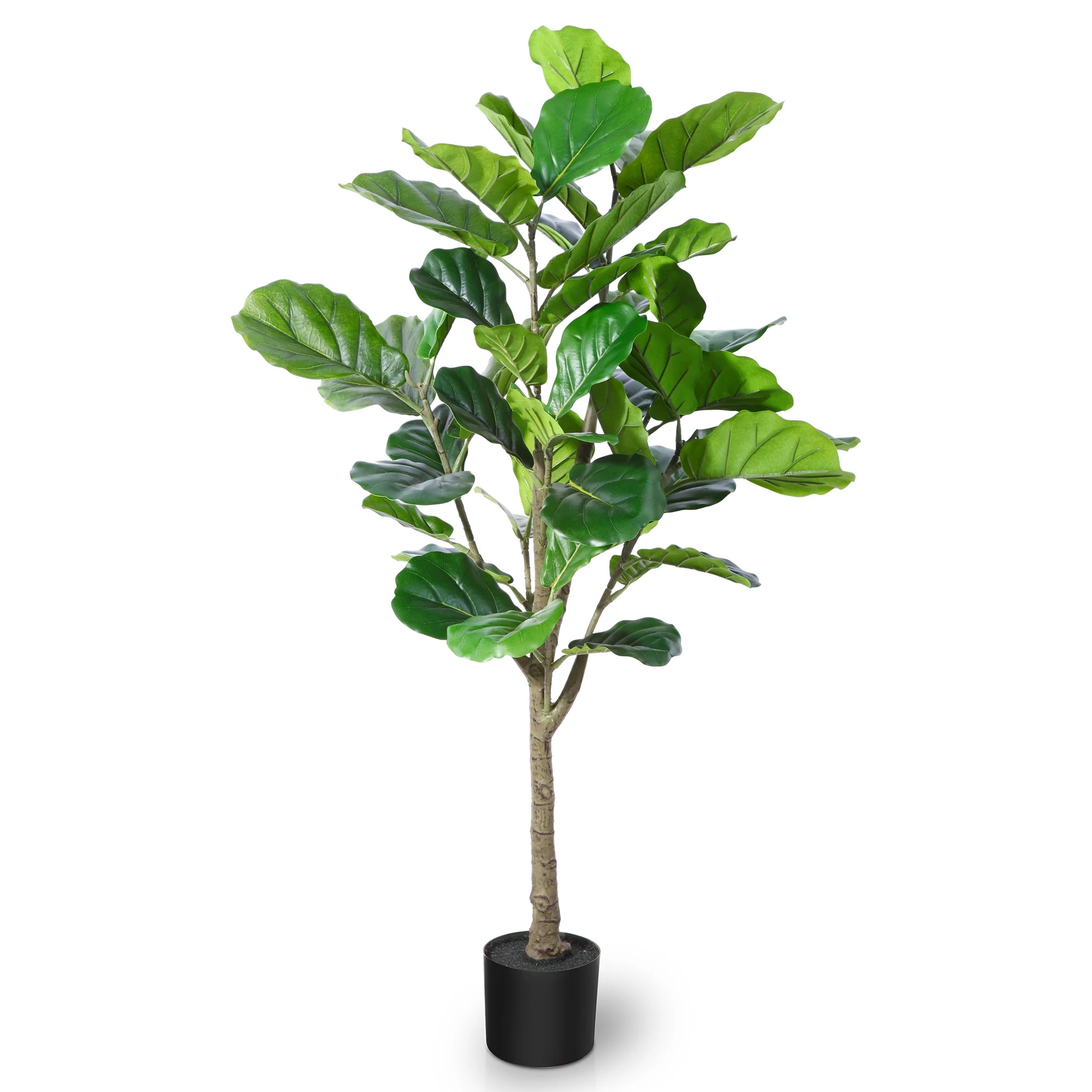 4.3' Artificial Fiddle Leaf Fig Tree in Pot, 51.1" Fake Greenery Plant, Tropical Faux Plant for H... | Walmart (US)