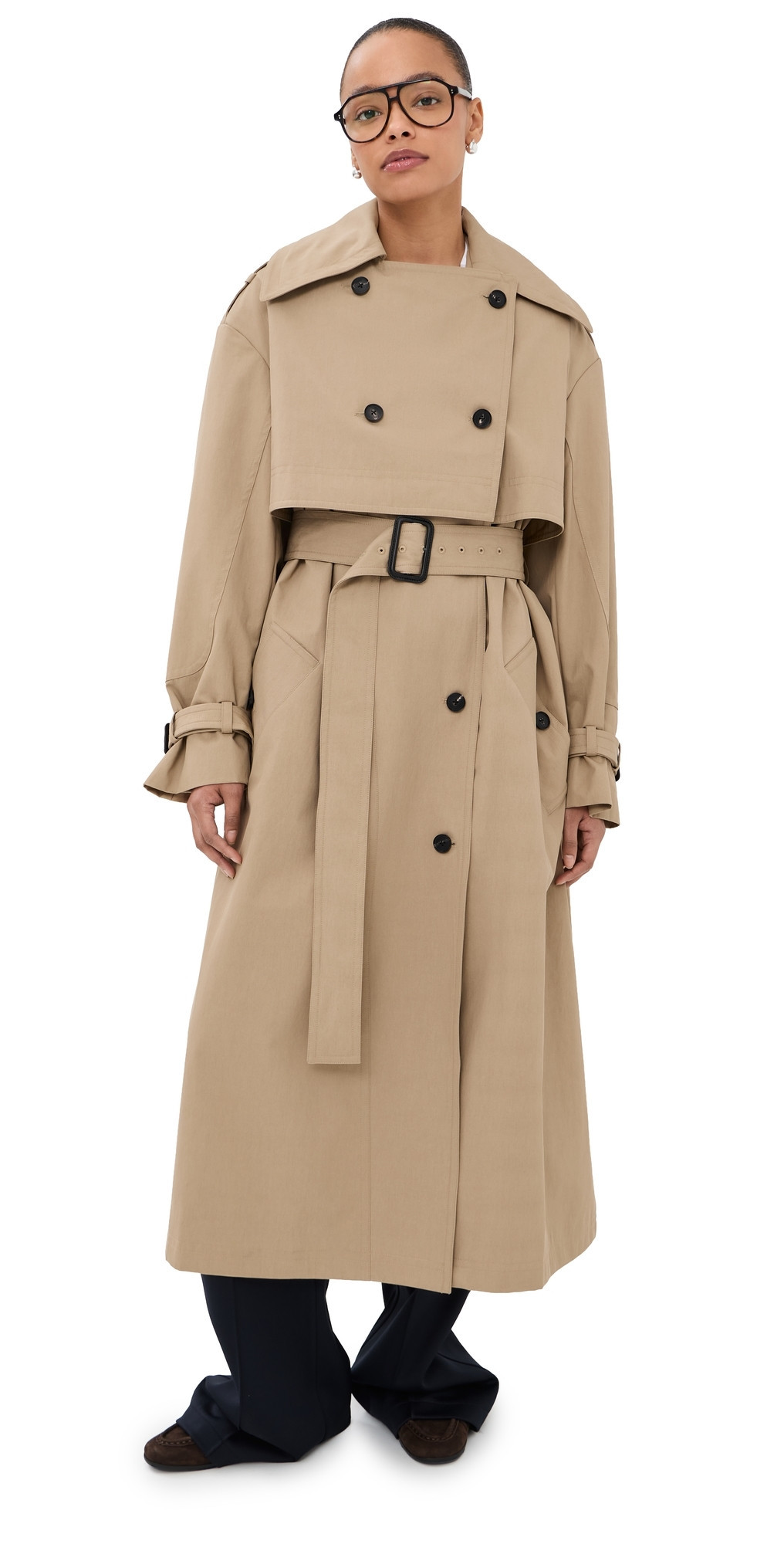 CO Double Layered Trench Coat Camel M | Shopbop