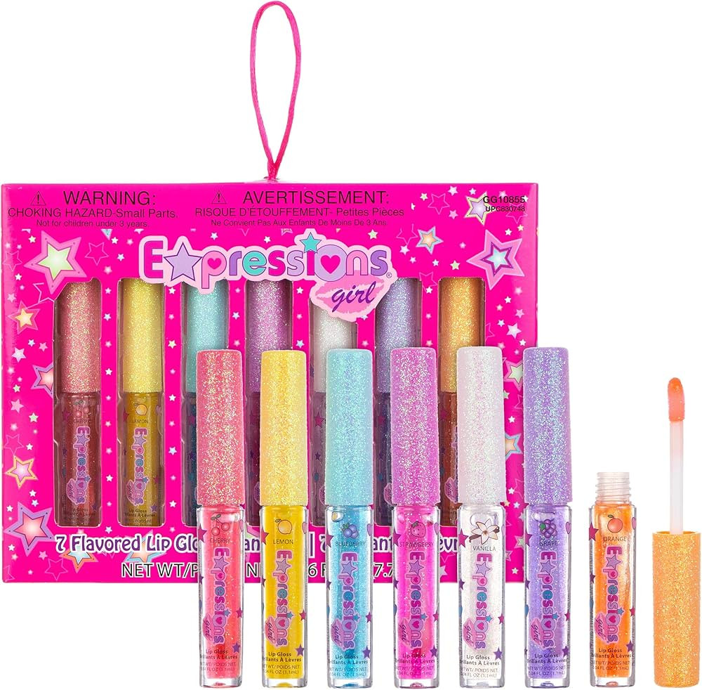 7pc Fruity Flavored Lip Gloss Set - Lip Gloss in Assorted Fruity Flavors, Non Toxic Makeup for Ki... | Amazon (US)