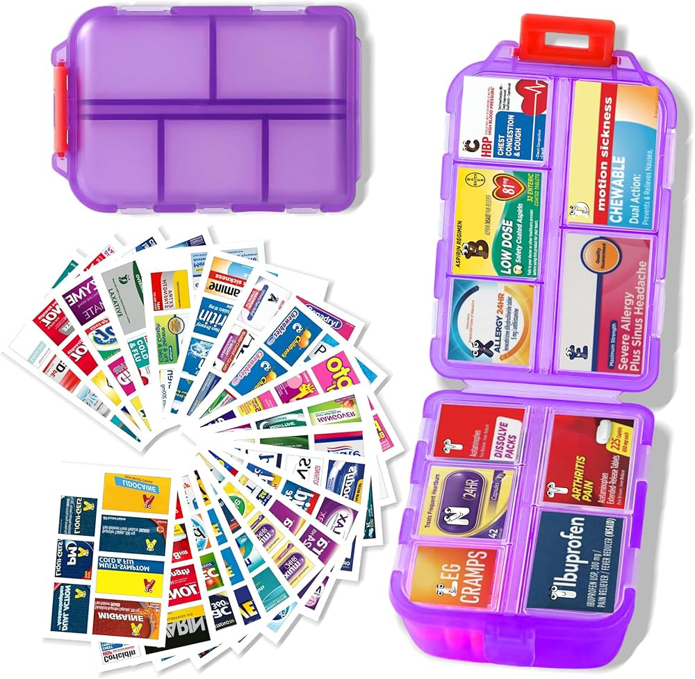 Large Pill Organizer with Medicine Labels Travel Daily Pill Container Mini Medication Organizer S... | Amazon (US)