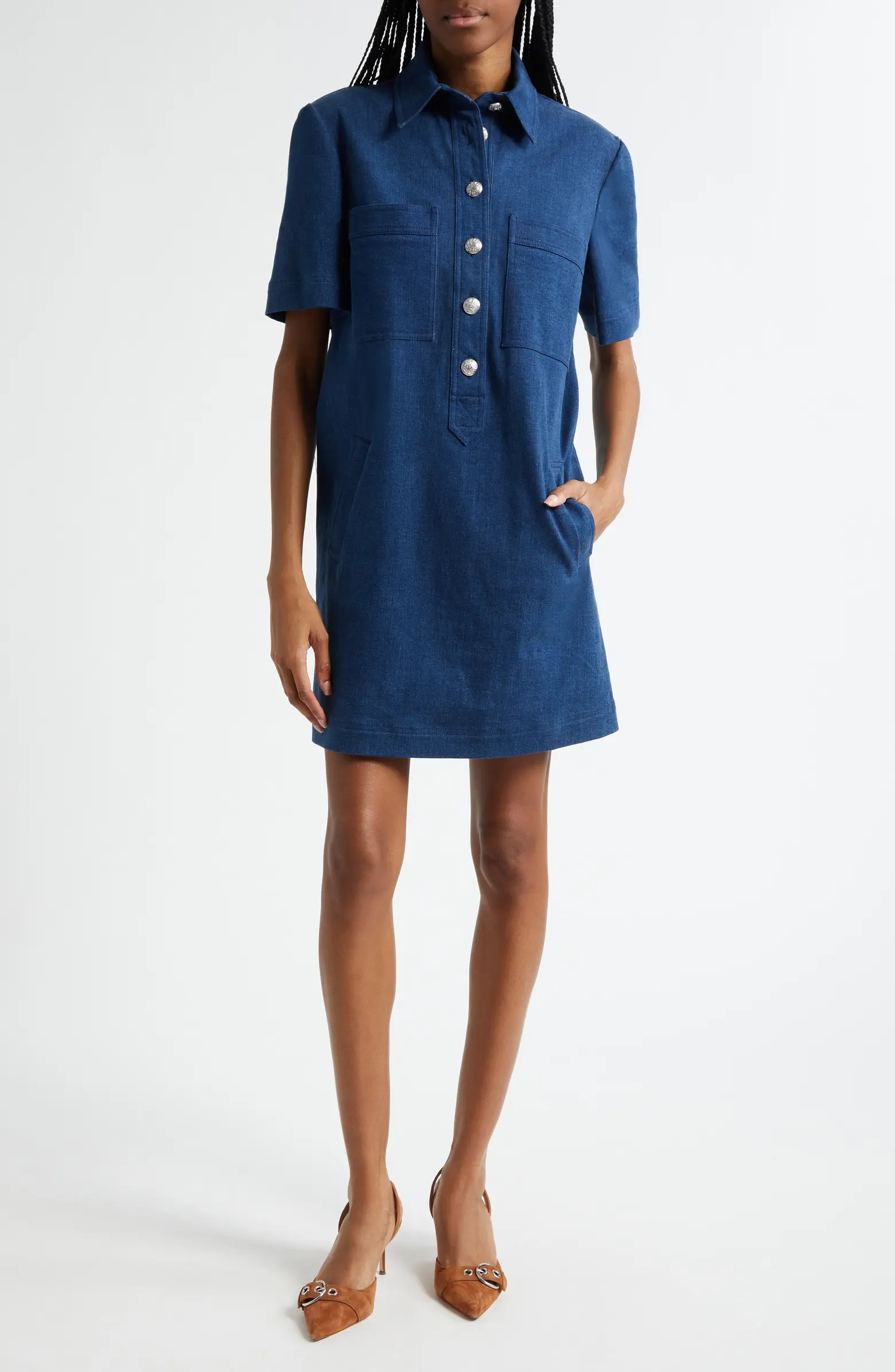 Veronica Beard Koulis Short Sleeve Denim Shirtdress | Nordstrom | Nordstrom