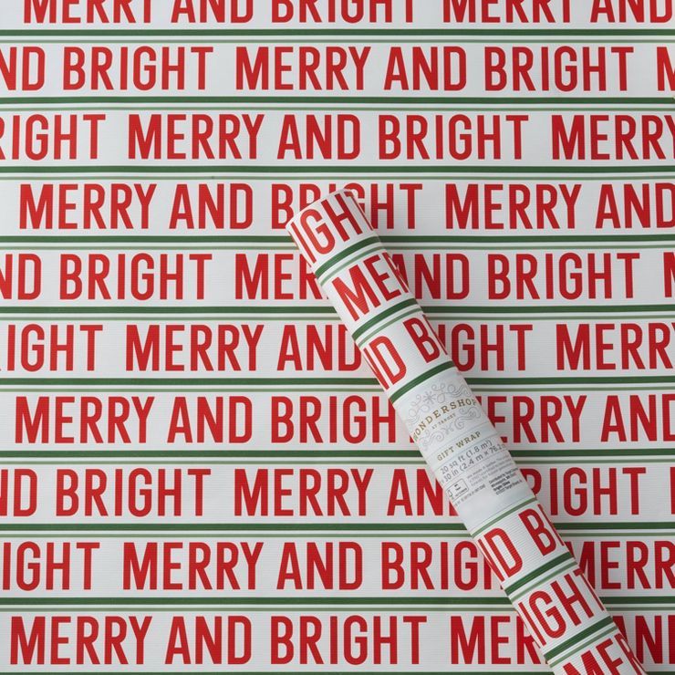 20 sq ft 'Merry and Bright' Gift Wrap Red/Green - Wondershop™ | Target