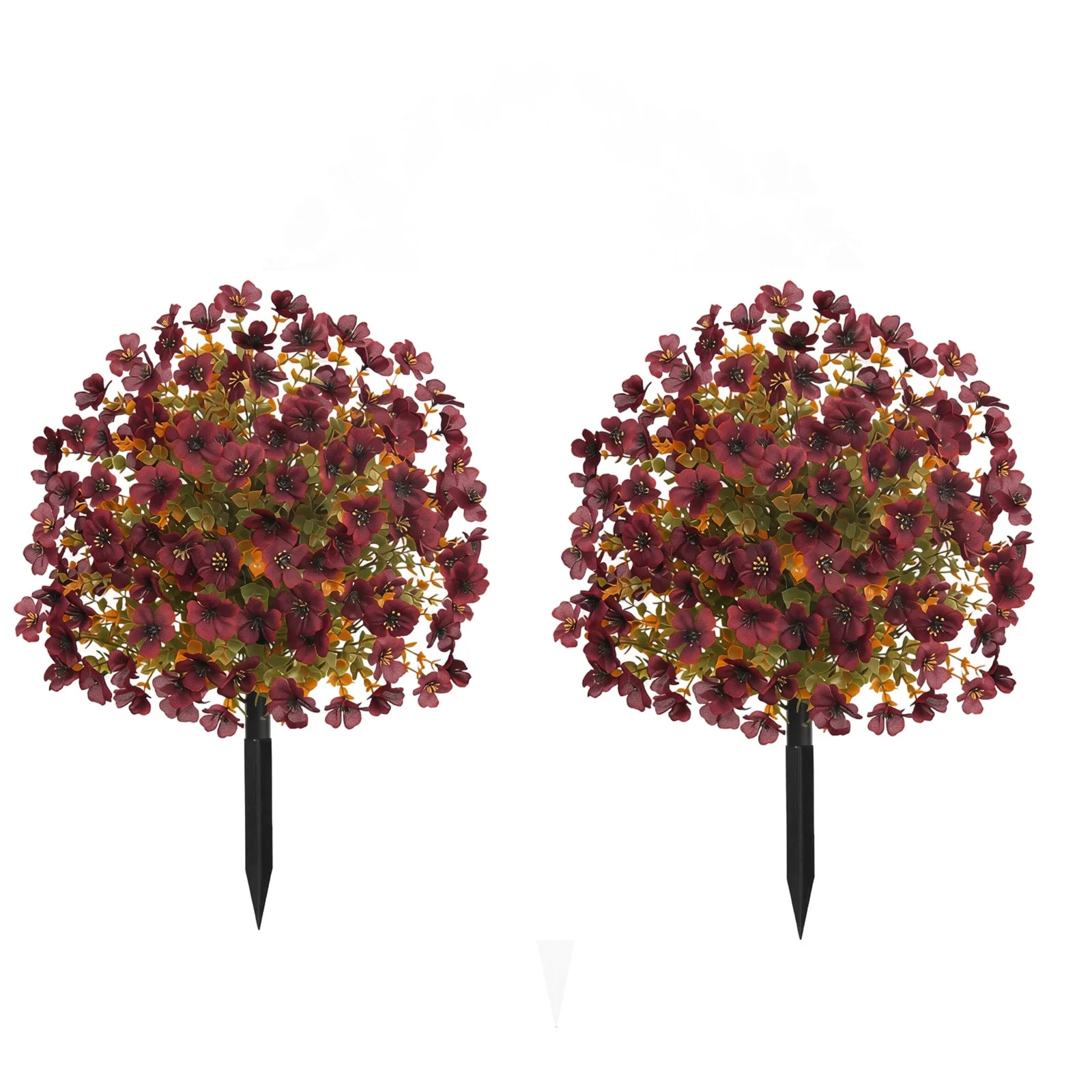 Uv Resistant Artificial Outdoor Flowers Burgundy Faux Blooms, Artificial Flowers with Ground Stak... | Walmart (US)